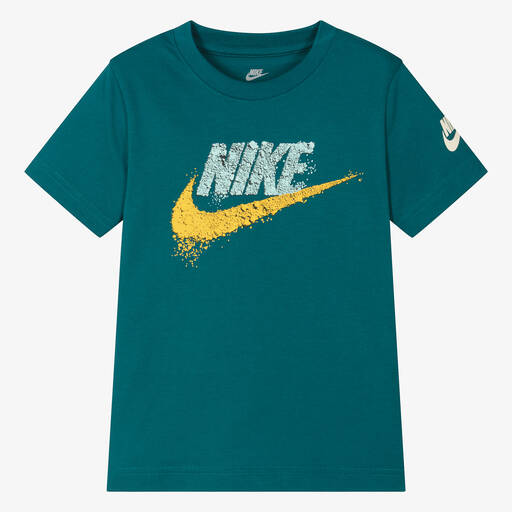 Nike-Boys Teal Green Swoosh T-Shirt | Childrensalon Outlet