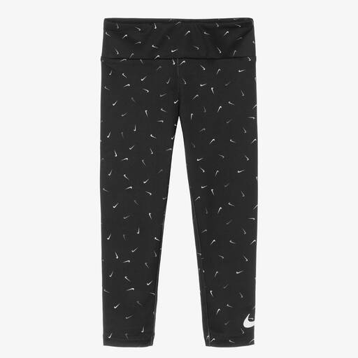 Nike-Girls Black Swoosh Leggings | Childrensalon Outlet