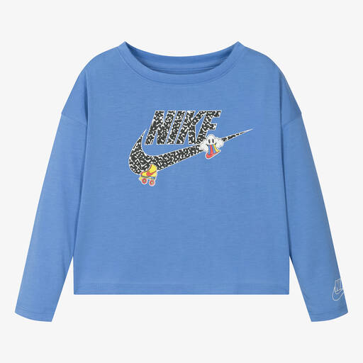 Nike-Girls Blue Cloud Swoosh Top | Childrensalon Outlet