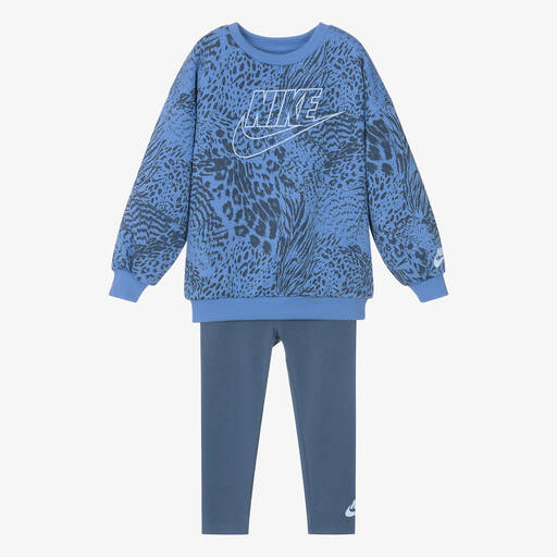 Nike-طقم ليقنز  قطن جيرسي لون أزرق للبنات | Childrensalon Outlet