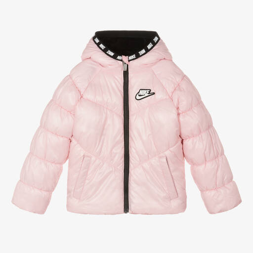 Nike-Girls Pink Puffer Hooded Jacket | Childrensalon Outlet