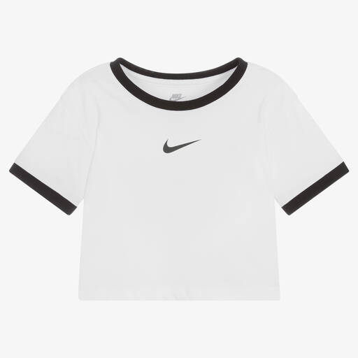 Nike-Girls White & Black Logo T-Shirt | Childrensalon Outlet