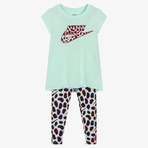 Nike-Ensemble legging vert et blanc | Childrensalon Outlet