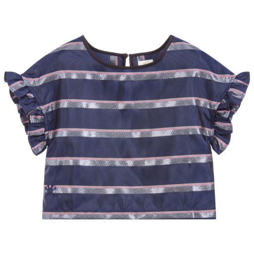 No Added Sugar-Girls Navy Blue Stripe Top | Childrensalon Outlet