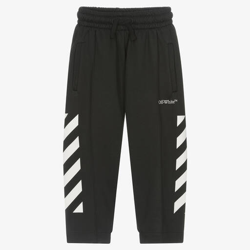 Off-White-Boys Black Diagonal Print Joggers | Childrensalon Outlet