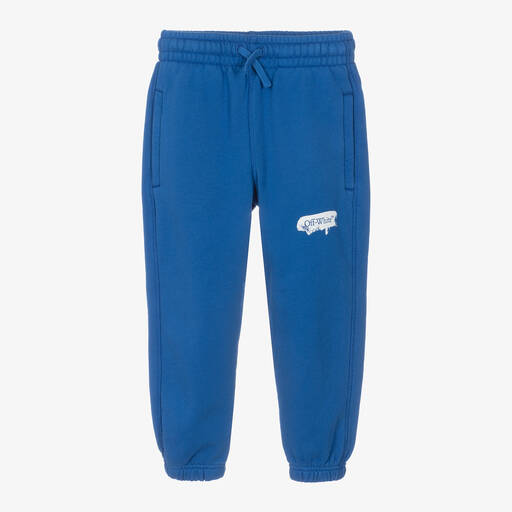 Off-White-Boys Blue Diagonals Cotton Joggers | Childrensalon Outlet