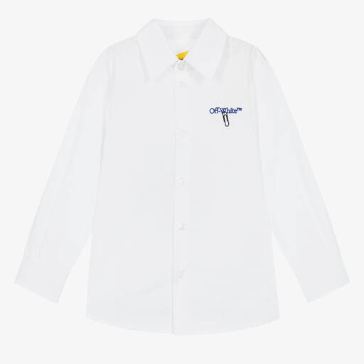 Off-White-Boys White Cotton Shirt | Childrensalon Outlet