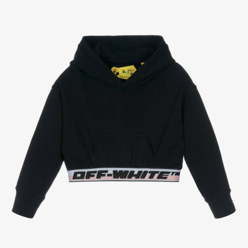 Off-White-Girls Black Industrial Logo Hoodie | Childrensalon Outlet