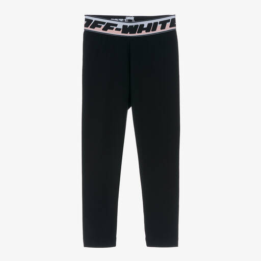 Off-White-Girls Black Industrial Logo Leggings | Childrensalon Outlet
