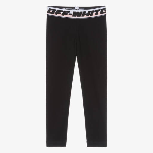 Off-White-Girls Black Industrial Logo Leggings | Childrensalon Outlet