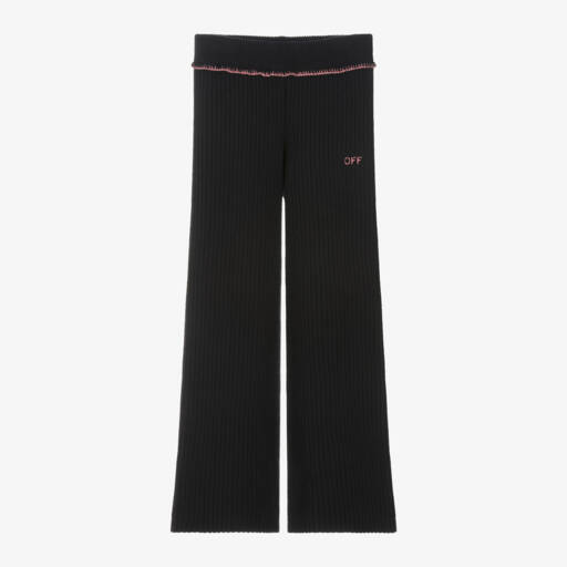 Off-White-Girls Dark Knit Wool Trousers | Childrensalon Outlet
