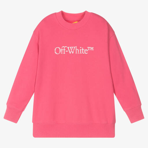 Off-White-Girls Pink Cotton Sweatshirt | Childrensalon Outlet