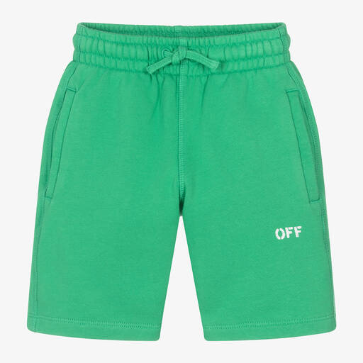 Off-White-شورت قطن لون أخضر للأولاد | Childrensalon Outlet