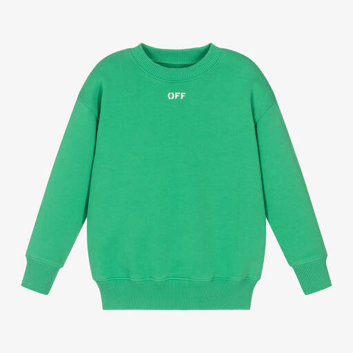 Off-White-Зеленый хлопковый свитшот | Childrensalon Outlet