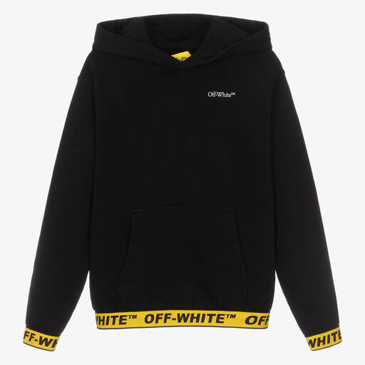 Off-White-Teen Boys Black Cotton Industrial Hoodie | Childrensalon Outlet