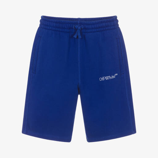 Off-White-Teen Boys Blue Cotton Shorts | Childrensalon Outlet