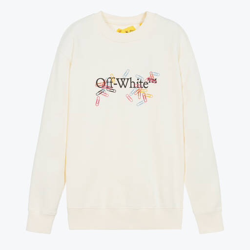 Off-White-Teen Girls Ivory Cotton Sweatshirt | Childrensalon Outlet