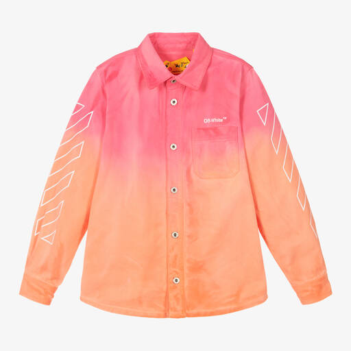 Off-White-Rosa Jeansjacke diagonale Streifen | Childrensalon Outlet