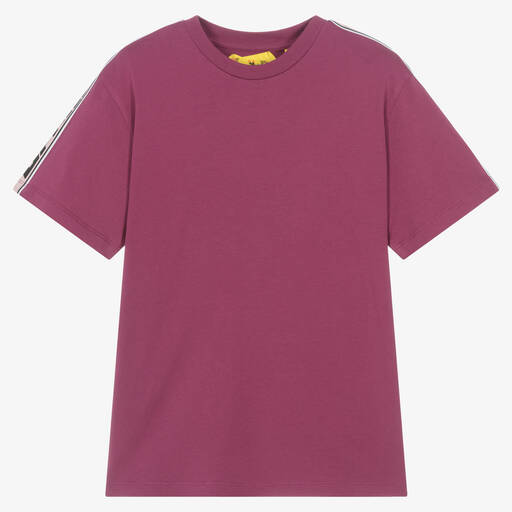 Off-White-Teen Girls Purple Cotton T-Shirt | Childrensalon Outlet