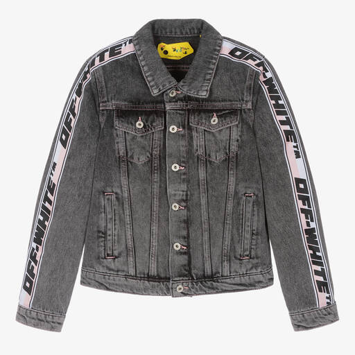 Off-White-Teen Girls Washed Dark Grey Denim Jacket | Childrensalon Outlet