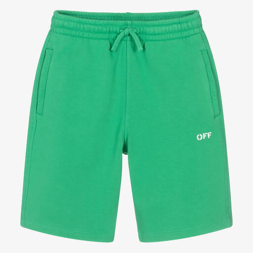 Off-White-شورت قطن لون أخضر | Childrensalon Outlet