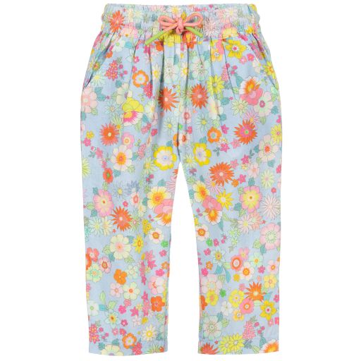 Oilily-Blue Floral Cotton Trousers | Childrensalon Outlet