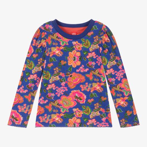 Oilily-Blue & Pink Floral Top | Childrensalon Outlet