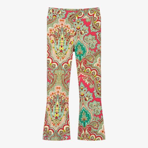 Oilily-Blue & Pink Paisley Flared Leggings | Childrensalon Outlet
