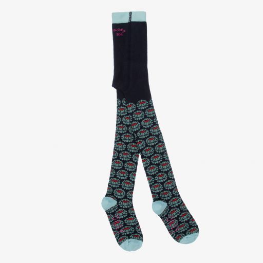 Oilily-Girls Blue Floral Tights | Childrensalon Outlet