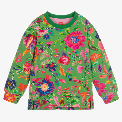 Oilily-Grünes Sweatshirt mit Paisley-Print (M) | Childrensalon Outlet