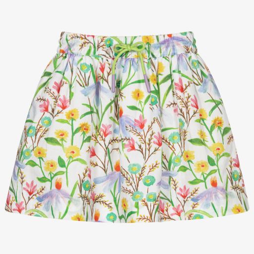 Oilily-Girls White Floral Linen Skirt | Childrensalon Outlet