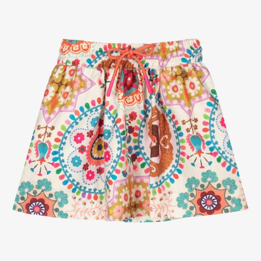 Oilily-Ivory & Pink Floral Skirt | Childrensalon Outlet