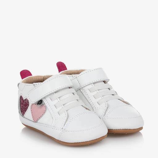 Old Soles-Baby Girls White First Walker Trainers | Childrensalon Outlet