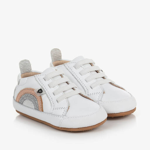 Old Soles-Baskets blanches en cuir bébé fille | Childrensalon Outlet