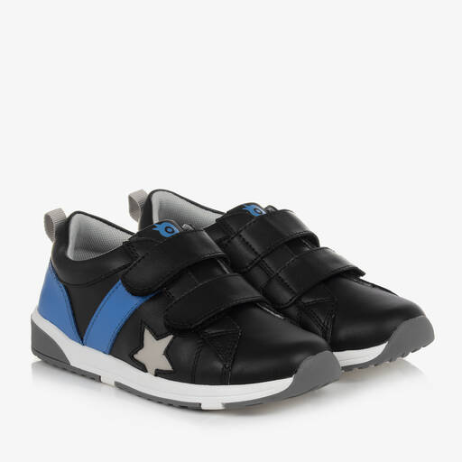 Old Soles-Boys Black & Blue Leather Star Trainers | Childrensalon Outlet