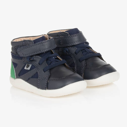 Old Soles-Boys Blue High Top Leather Trainers  | Childrensalon Outlet