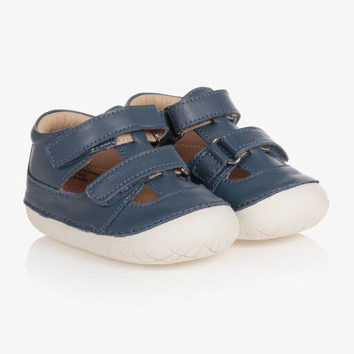 Old Soles-Boys Blue Leather First-Walker Sandals | Childrensalon Outlet