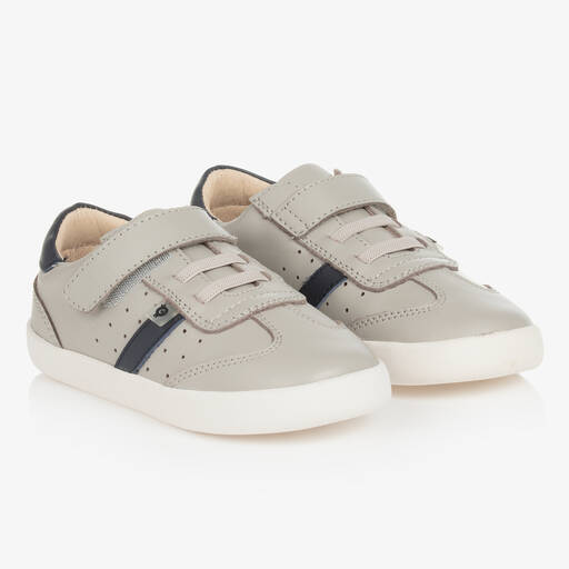 Old Soles-Boys Grey & Navy Blue Leather Trainers | Childrensalon Outlet