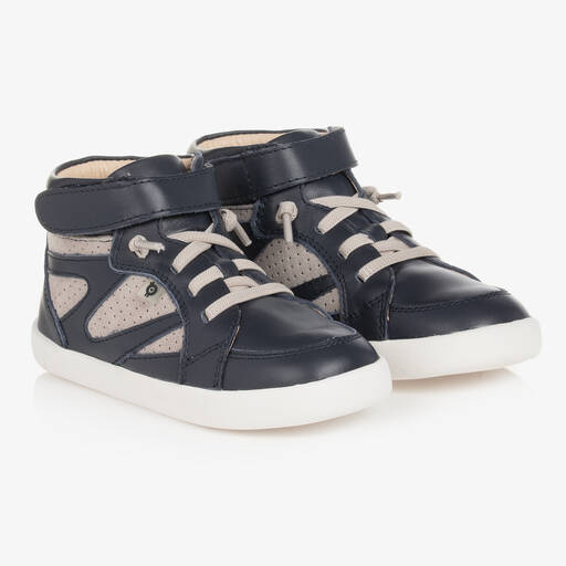 Old Soles-Boys Navy Blue & Grey High-Top Trainers | Childrensalon Outlet