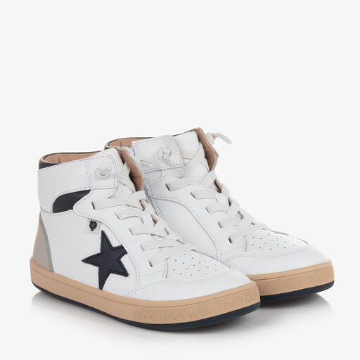 Old Soles-Boys White Leather High-Top Trainers | Childrensalon Outlet