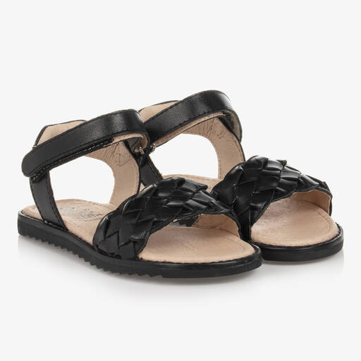 Old Soles-Girls Black Leather Sandals | Childrensalon Outlet
