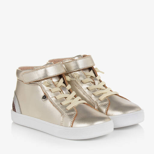 Old Soles-Girls Gold Leather High-Top Trainers | Childrensalon Outlet