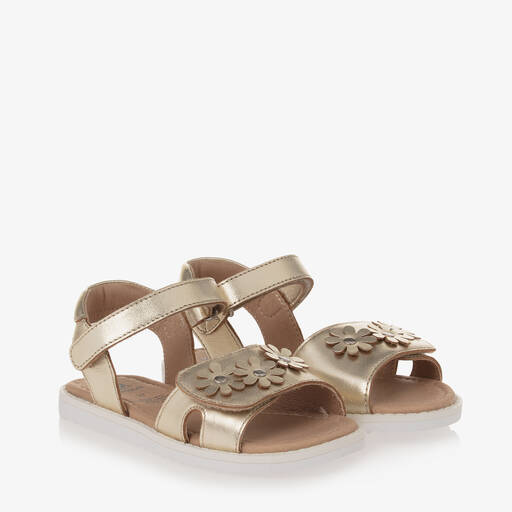 Old Soles-Girls Gold Leather Velcro Sandals | Childrensalon Outlet