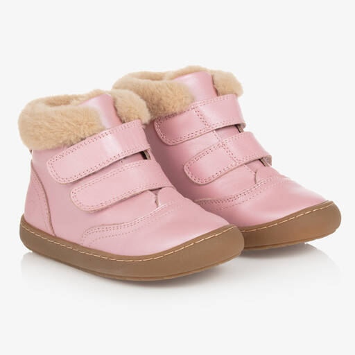 Old Soles-Girls Pink Leather & Faux Fur Boots  | Childrensalon Outlet