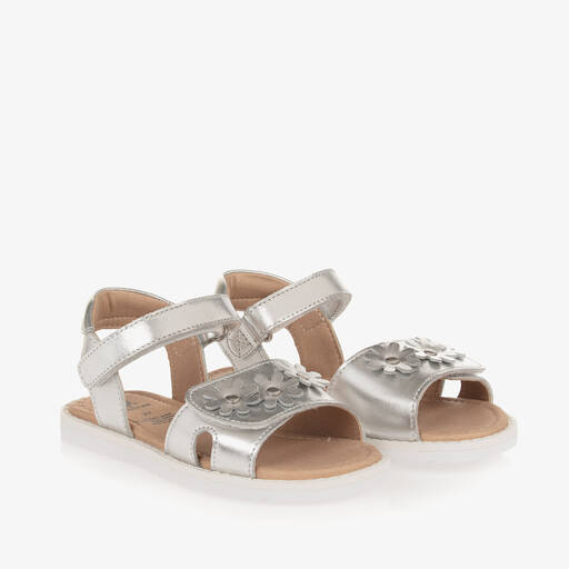 Old Soles-Girls Silver Leather Velcro Sandals | Childrensalon Outlet