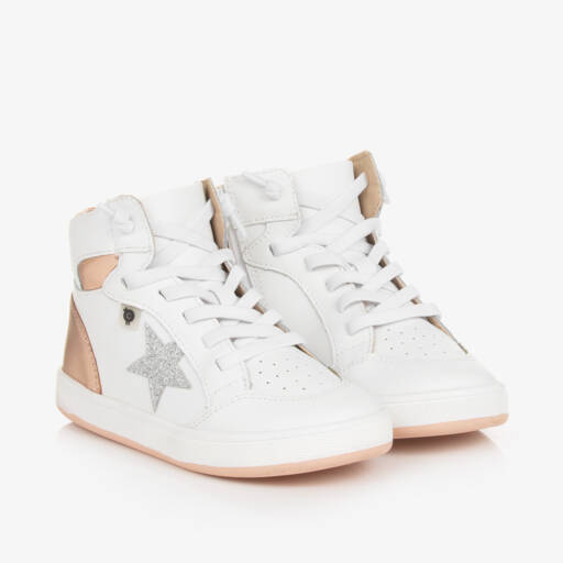 Old Soles-Girls White Leather High-Top Sneakers | Childrensalon Outlet