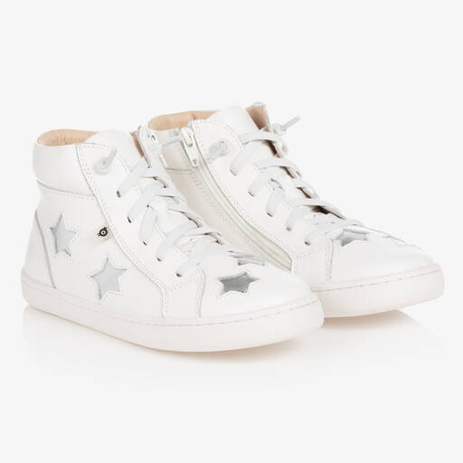 Old Soles-Girls White Leather High-Top Trainers | Childrensalon Outlet