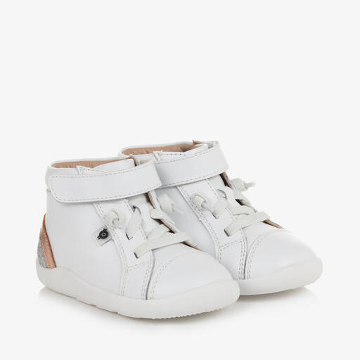 Old Soles-Girls White Leather Velcro Trainers | Childrensalon Outlet