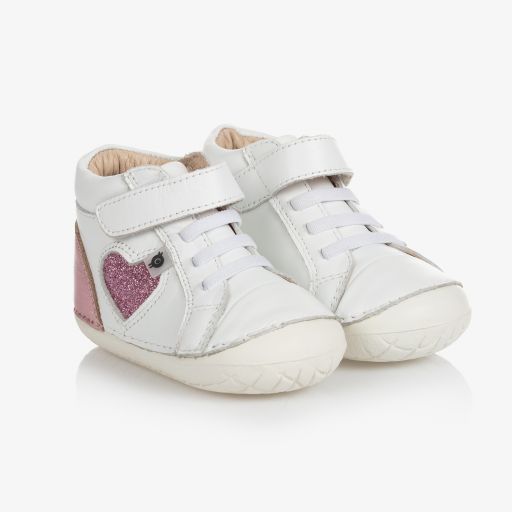 Old Soles-حذاء ترينرز جلد لون أبيض لمرحلة بدء المشي للمولودات | Childrensalon Outlet