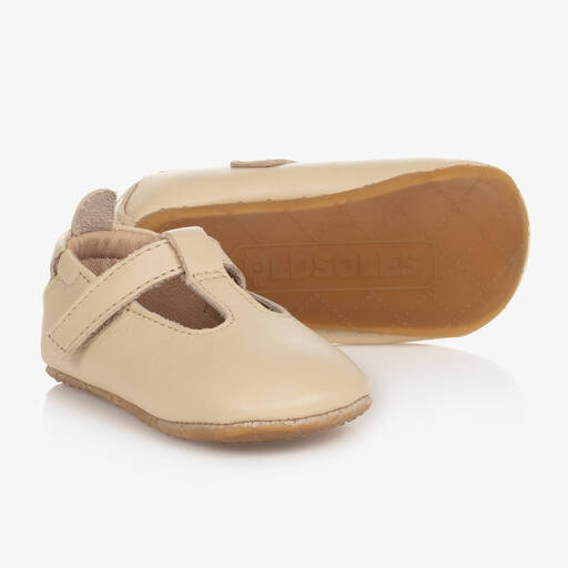 Old Soles-Chaussures beige pâle en cuir bébé | Childrensalon Outlet